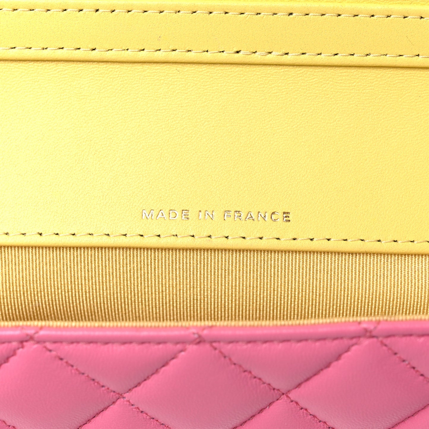 Lambskin Quilted Glasses Case With Chain Pink Yellow