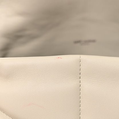 Saint Laurent Lambskin Quilted Medium Loulou Puffer Monogram Chain Satchel Crema Soft 12 of 13