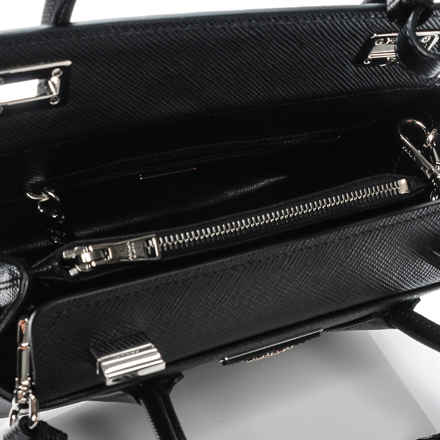 Prada Saffiano Cuir Small Twin Tote Nero Black 5 of 7