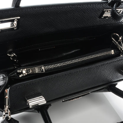 Prada Saffiano Cuir Small Twin Tote Nero Black 5 of 7