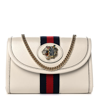 Gucci Textured Calfskin Web Mini Rajah Slim Flap Shoulder Bag Mystic White 1 of 10
