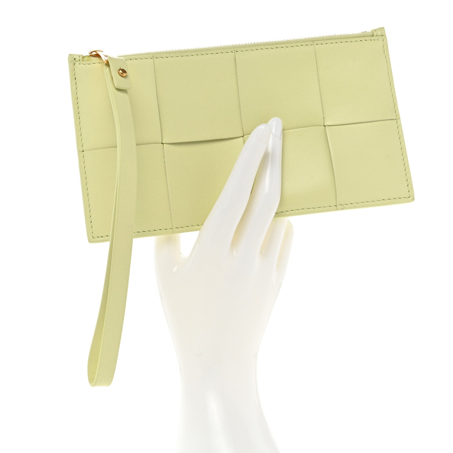 Bottega Veneta Lambskin Maxi Intrecciato Bill Pouch Lemon Washed 2 of 8
