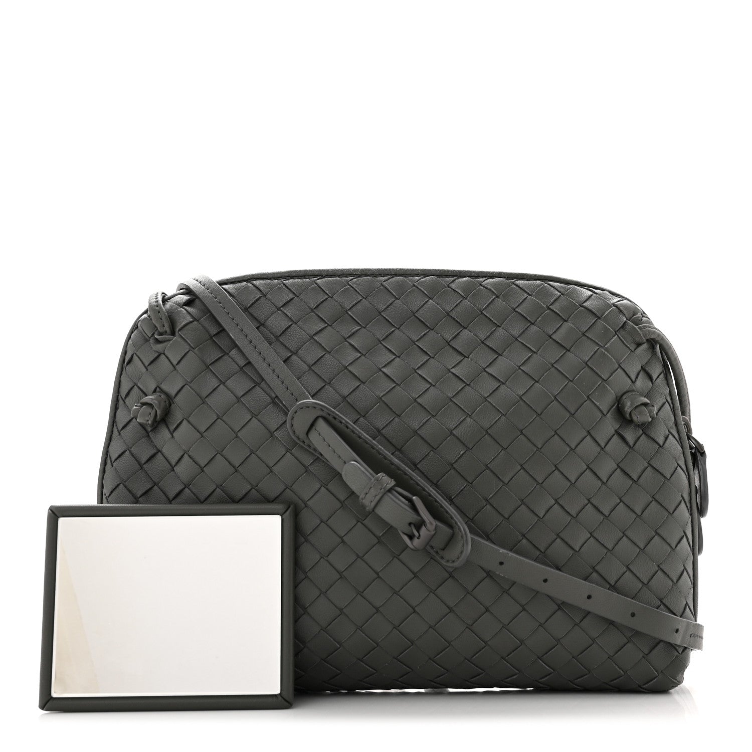 Bottega Veneta Nappa Intrecciato Nodini Crossbody Messenger New Light Grey 1 of 11