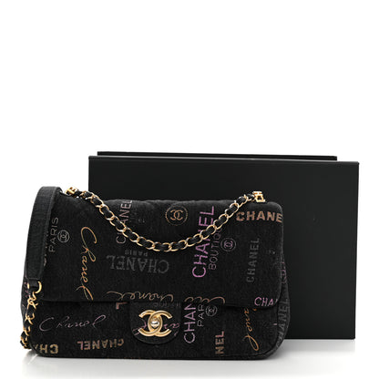 Chanel Denim Quilted Denim Mood Large Flap Black Multicolor 12 of 12