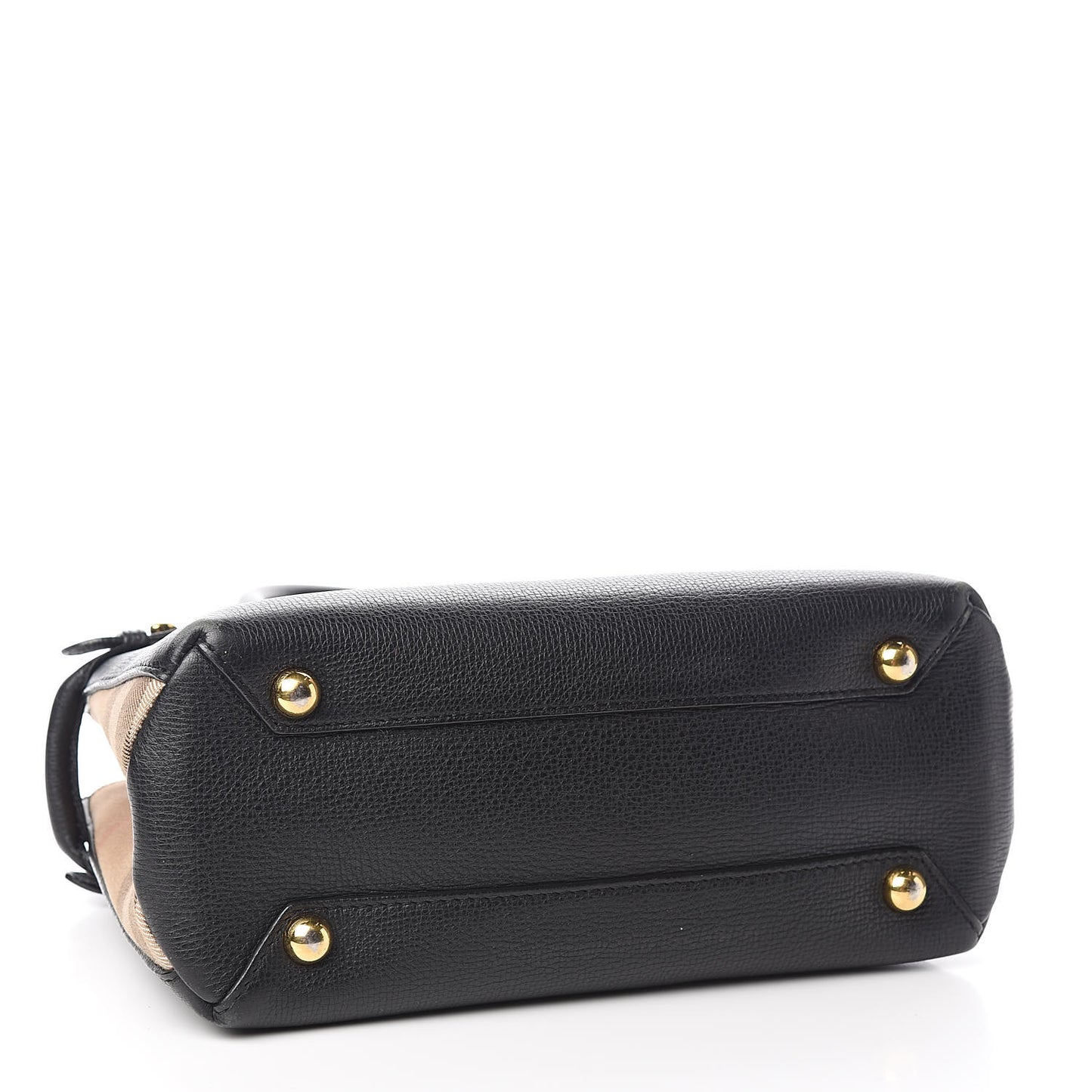 Grainy Calfskin House Check Small Banner Tote Black
