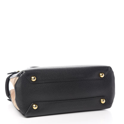 Burberry Grainy Calfskin House Check Small Banner Tote Black 4 of 16