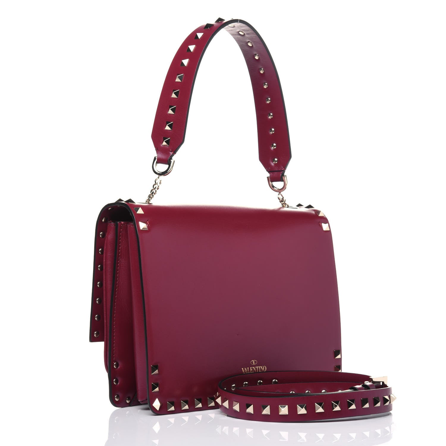 Valentino Garavani Vitello Rockstud Top Handle Shoulder Bag Cerise 6 of 13