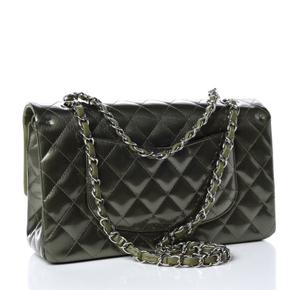 Chanel Striated Patent Quilted Medium Double Flap Green 3 of 14