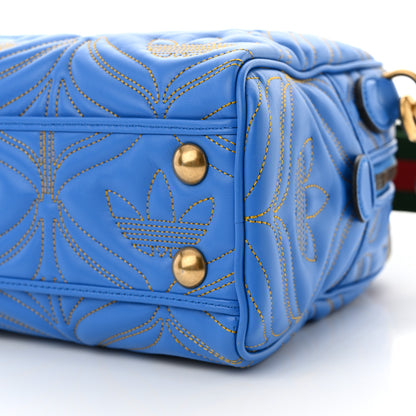 Gucci X ADIDAS Calfskin Trefoil Web GG Marmont Medium Duffle Bag Blue 10 of 11