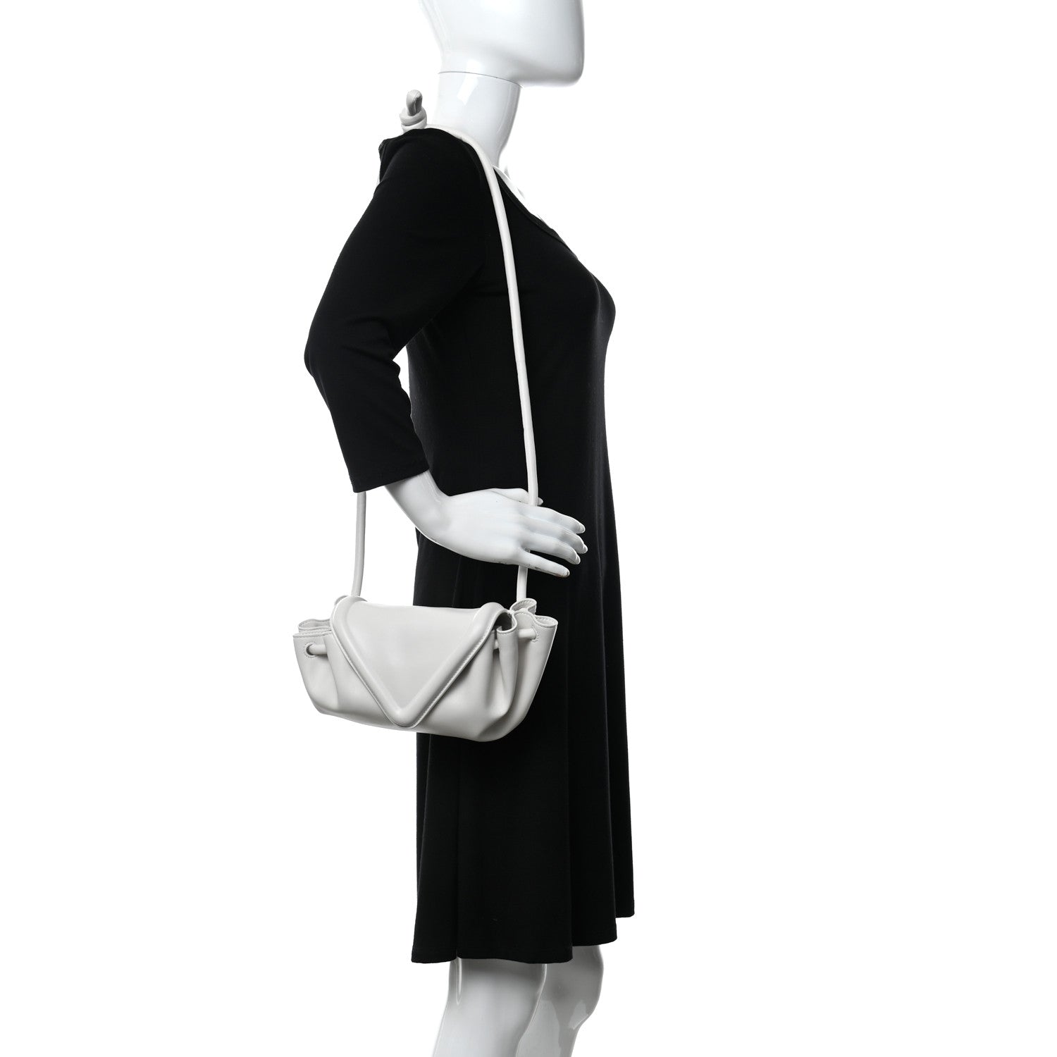 Bottega Veneta Lambskin Small Beak Triangle Flap Shoulder Bag Chalk 2 of 10