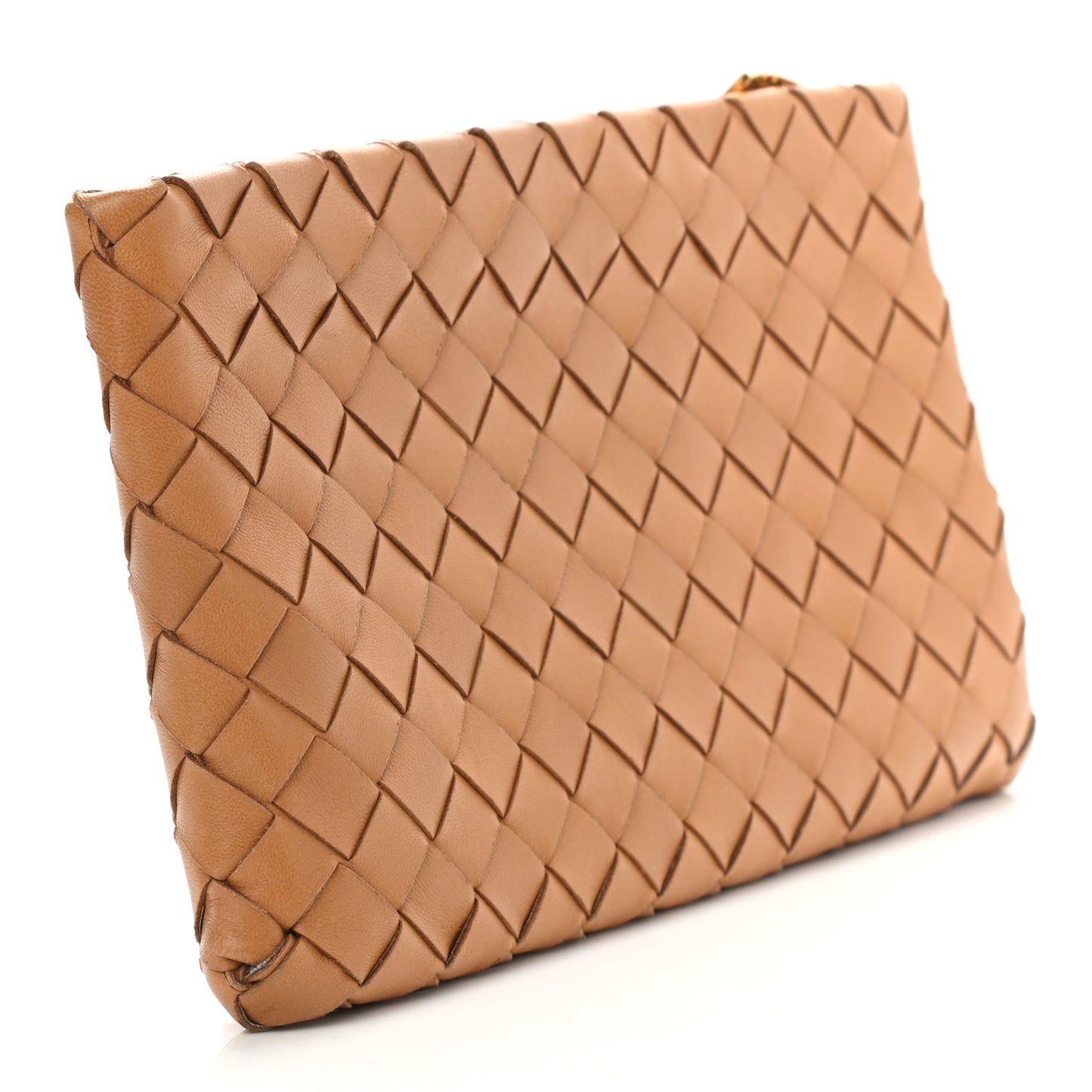 Nappa Intrecciato Small Zip Pouch Caramel