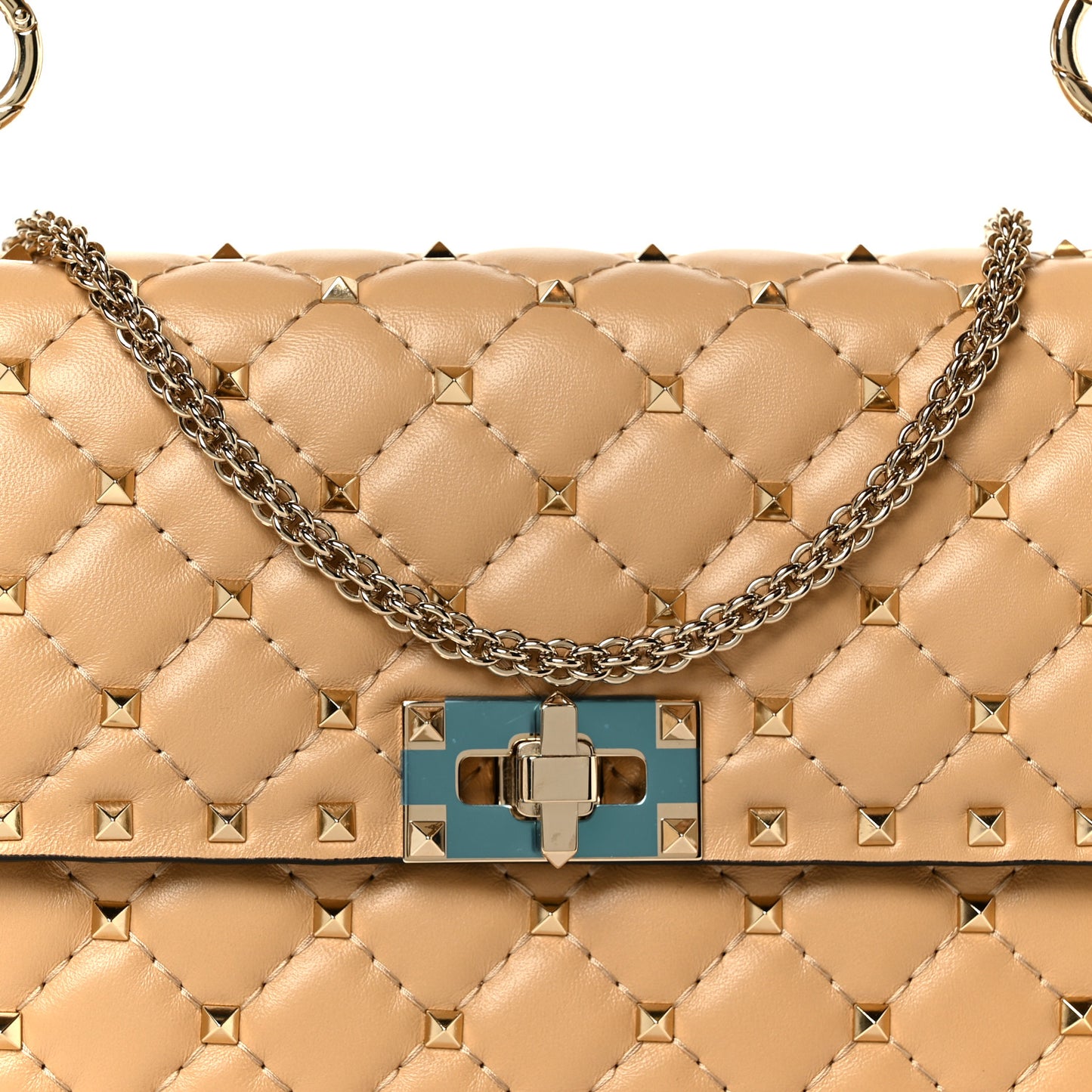 Nappa Medium Rockstud Spike Shoulder Bag Soft Noisette