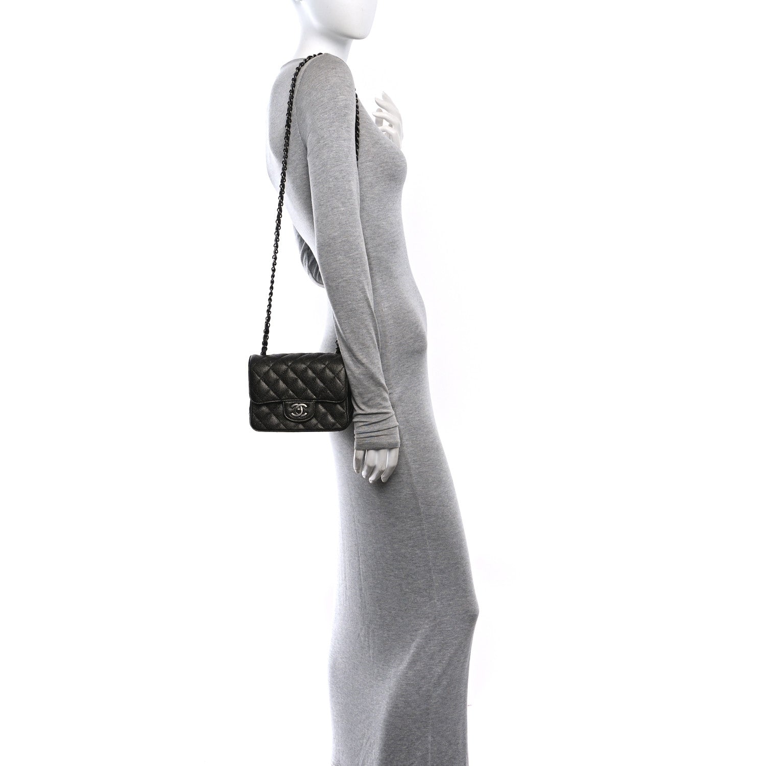 Chanel Caviar Quilted Mini Square Flap Dark Charcoal 2 of 11