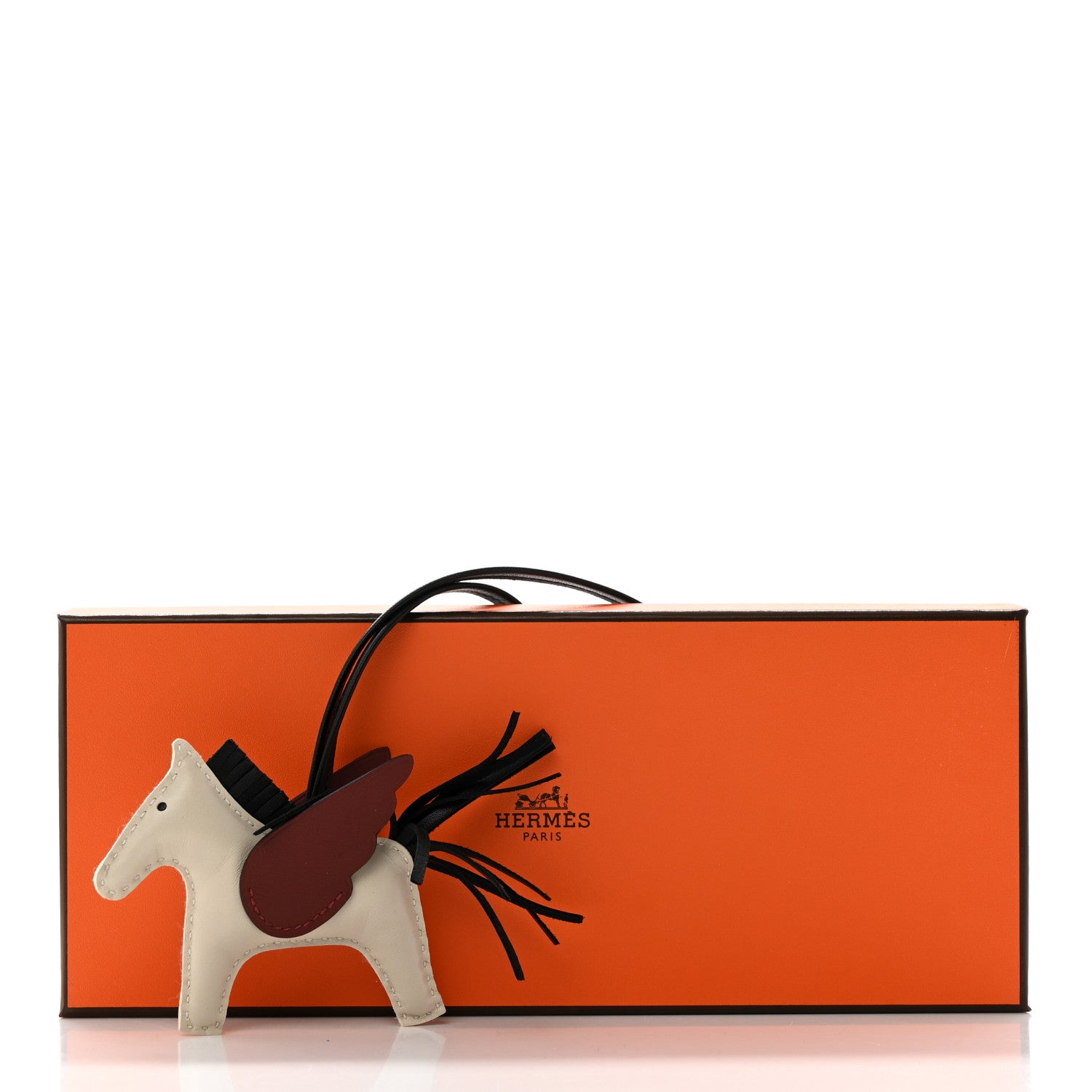 Hermes Milo Lambskin Grigri Rodeo Pegase Horse Bag Charm PM Nata Rouge H Black 5 of 5