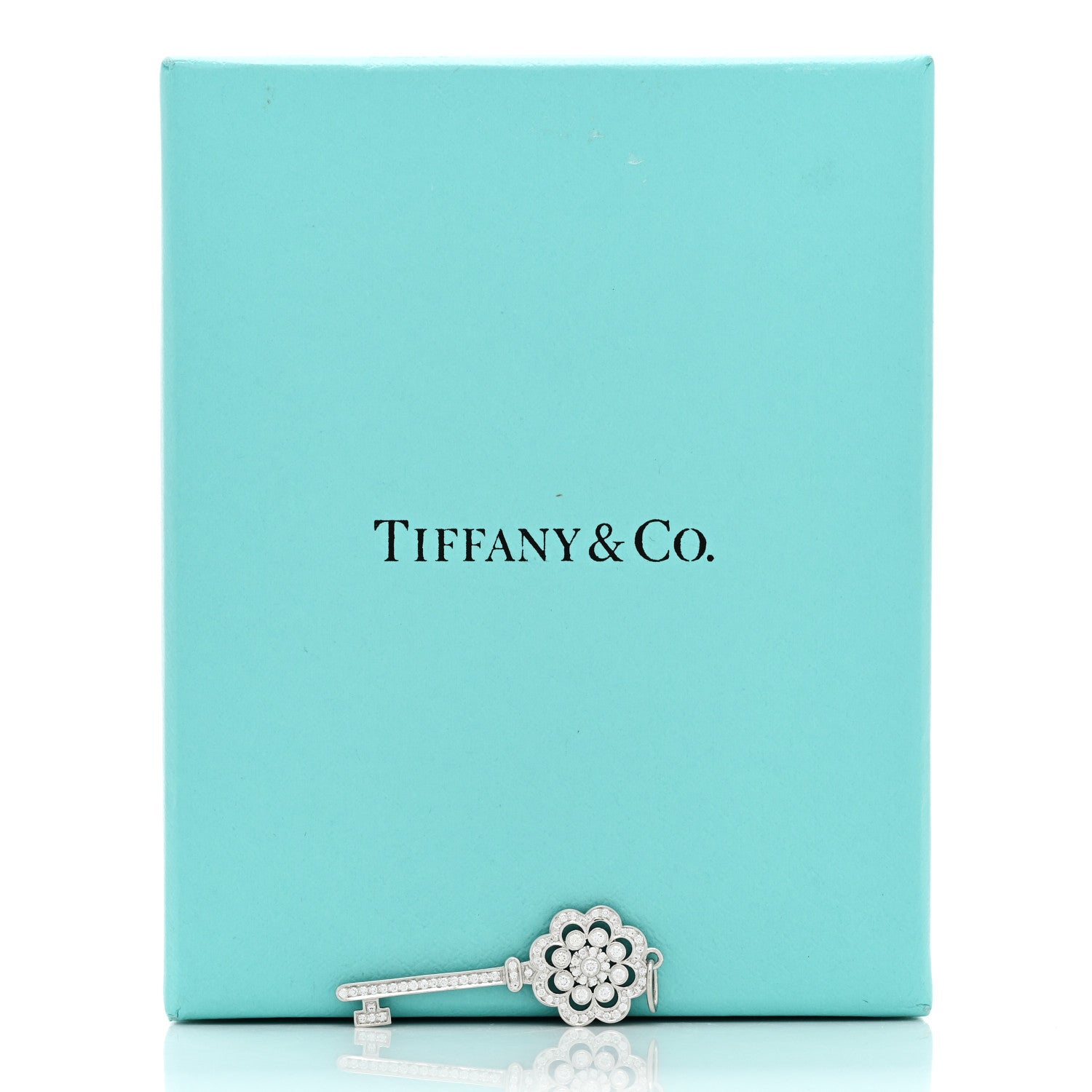 Tiffany Platinum Diamond Rose Key Pendant 4 of 4