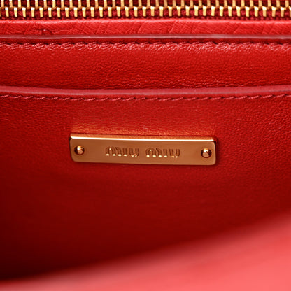 Miu Miu Ostrich Madras Soft Calf Crystal Embellished Shoulder Bag Fuoco 6 of 9