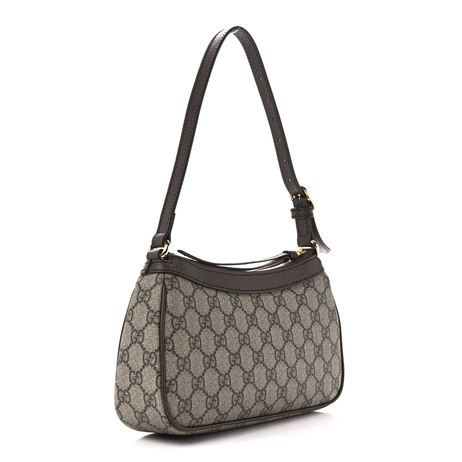 Gucci GG Supreme Monogram Textured Dollar Calfskin Small Ophidia Hobo Beige Ebony New Acero 3 of 12