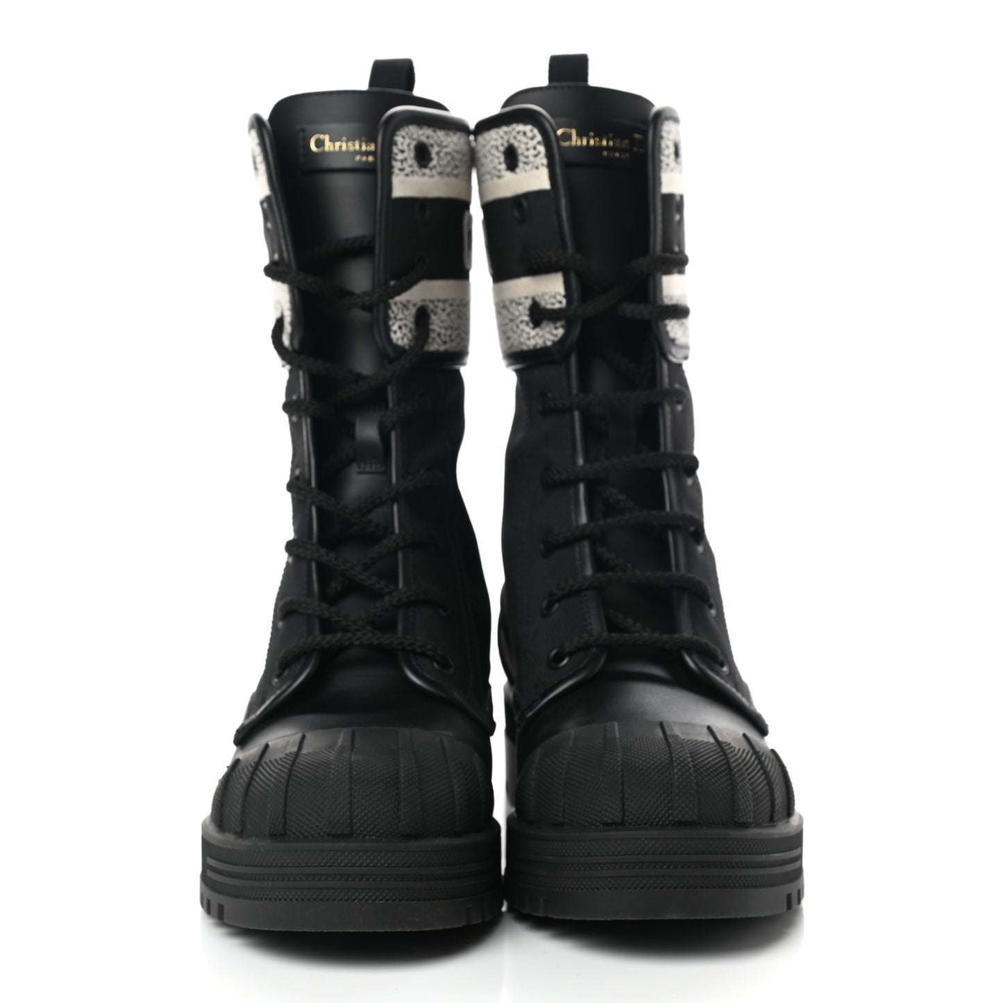Calfskin Technical Fabric D-Major Ankle Boots 37 Black White