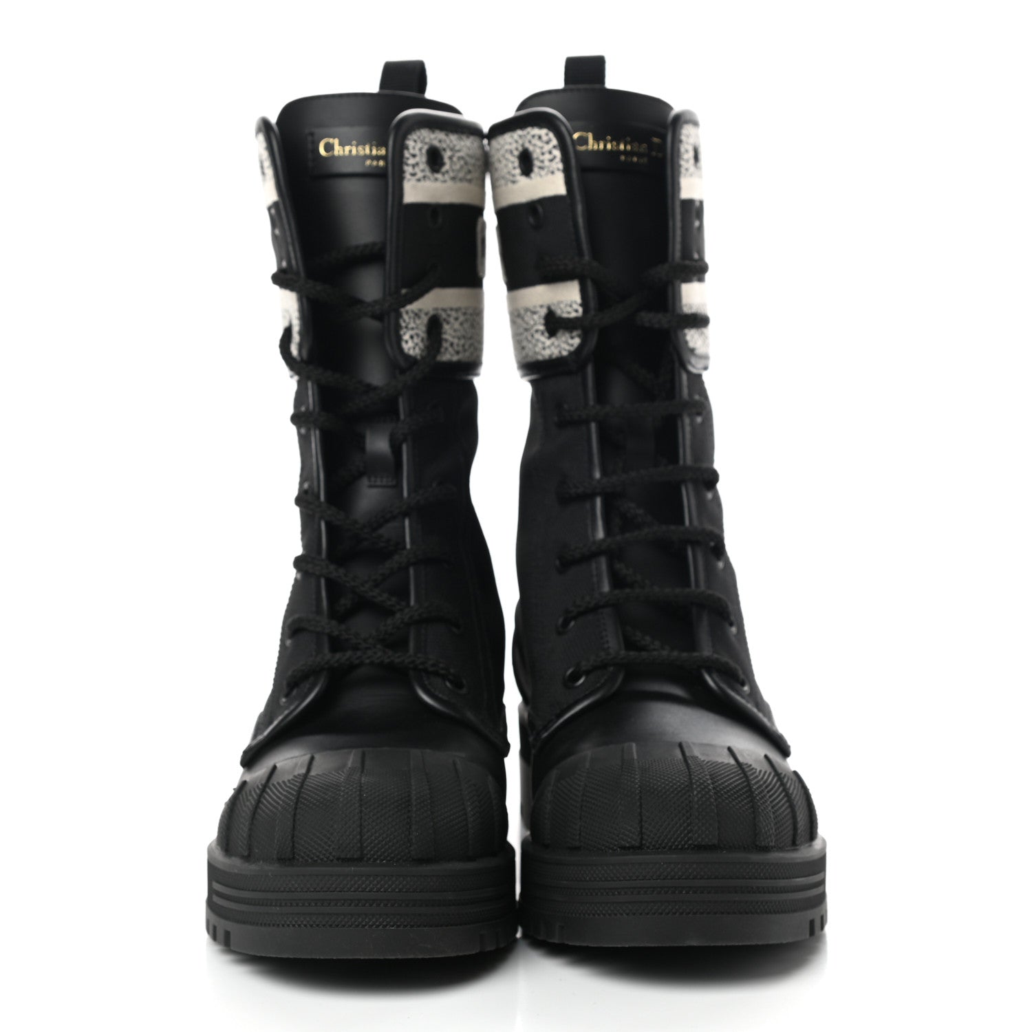 Christian Dior Calfskin Technical Fabric D-Major Ankle Boots 37 Black White 2 of 8