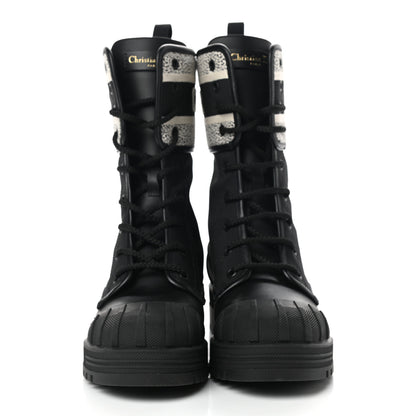 Christian Dior Calfskin Technical Fabric D-Major Ankle Boots 37 Black White 2 of 8