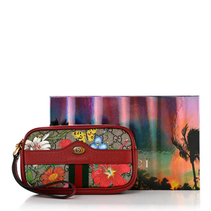 Gucci GG Supreme Monogram Flora Web Ophidia Wristlet Bag Red 8 of 8