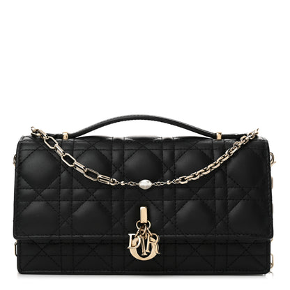 Christian Dior Lambskin Lady Dior Top Handle Clutch Black 1 of 11