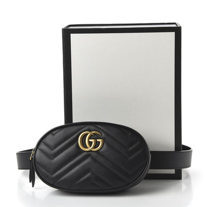 Gucci Calfskin Matelasse GG Marmont Belt Bag 95 38 Black 11 of 11