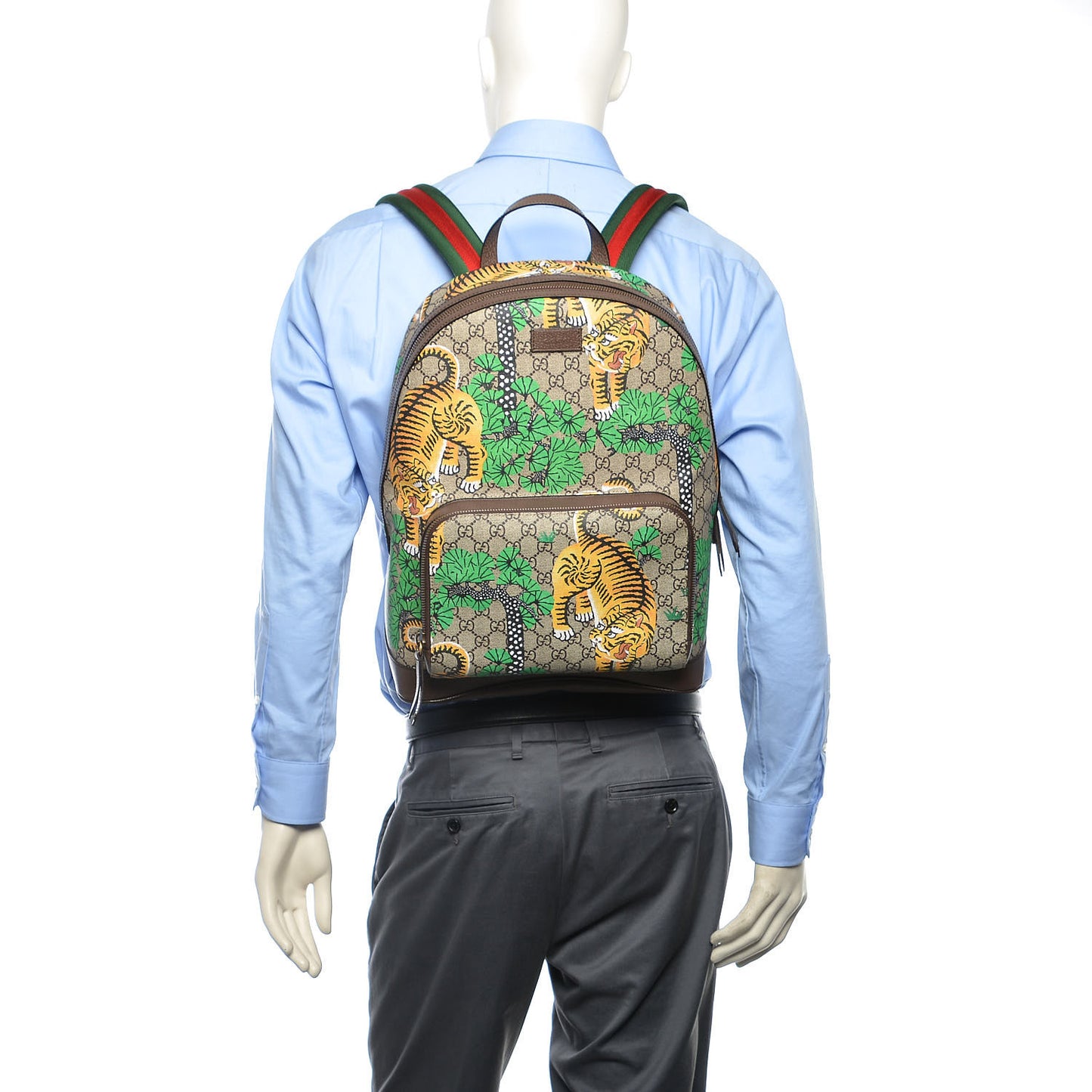 GG Supreme Monogram Bengal Web Day Backpack Beige Yard