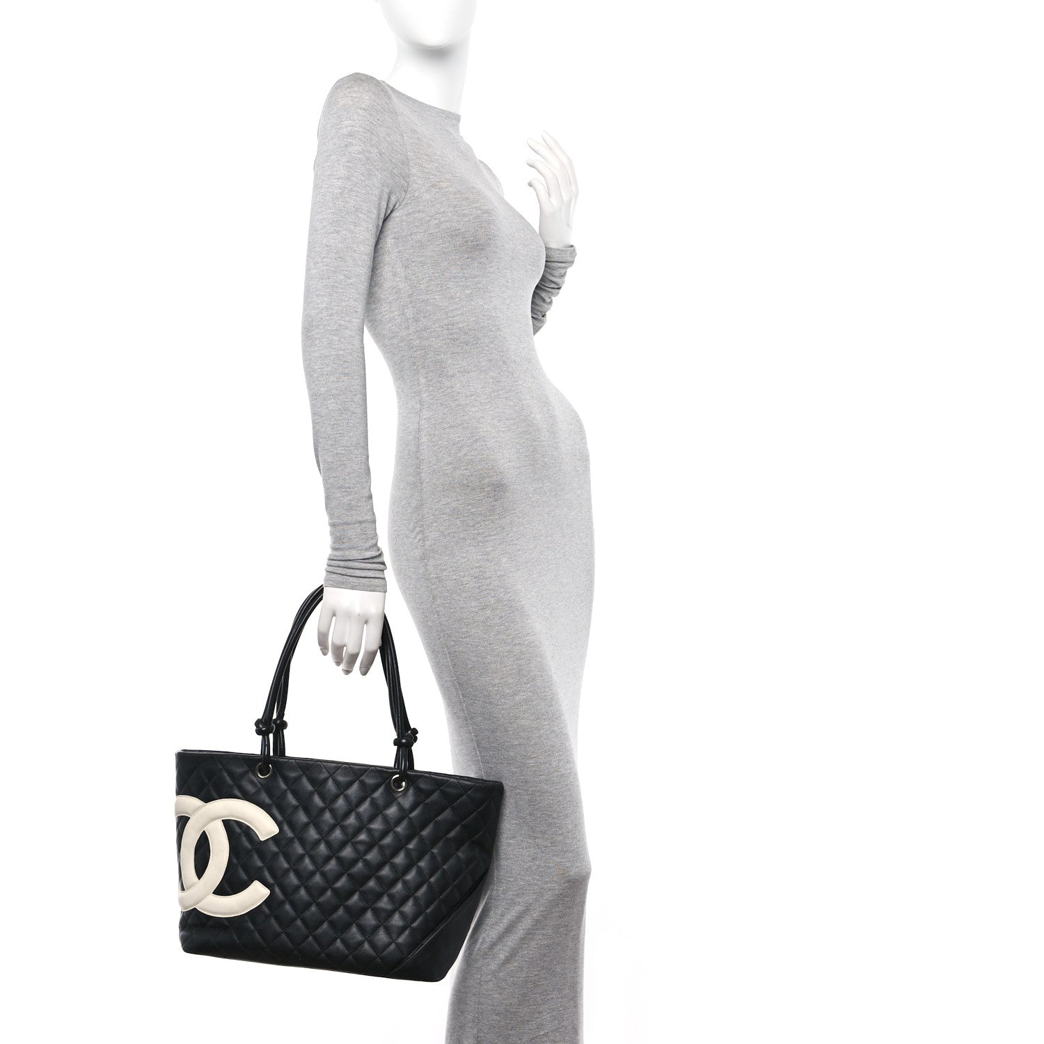 Chanel Calfskin Quilted Large Cambon Tote Black White 2 of 10