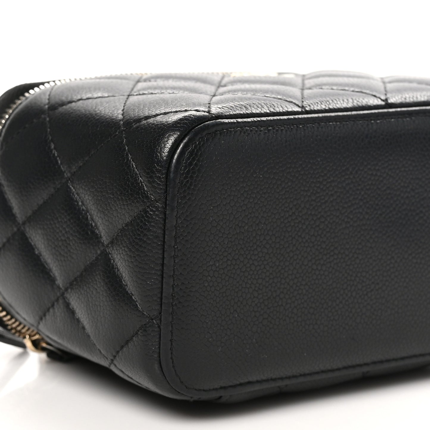 Caviar Quilted Small Tiny CC Vanity Case With Chain Black