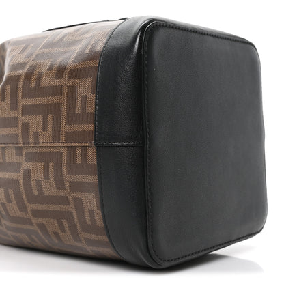Fendi Glazed Fabric Vitello Grace F is Fendi FF 1974 Stamp Patch Grande Mon Tresor Bucket Bag Mogano Panna Black 9 of 10