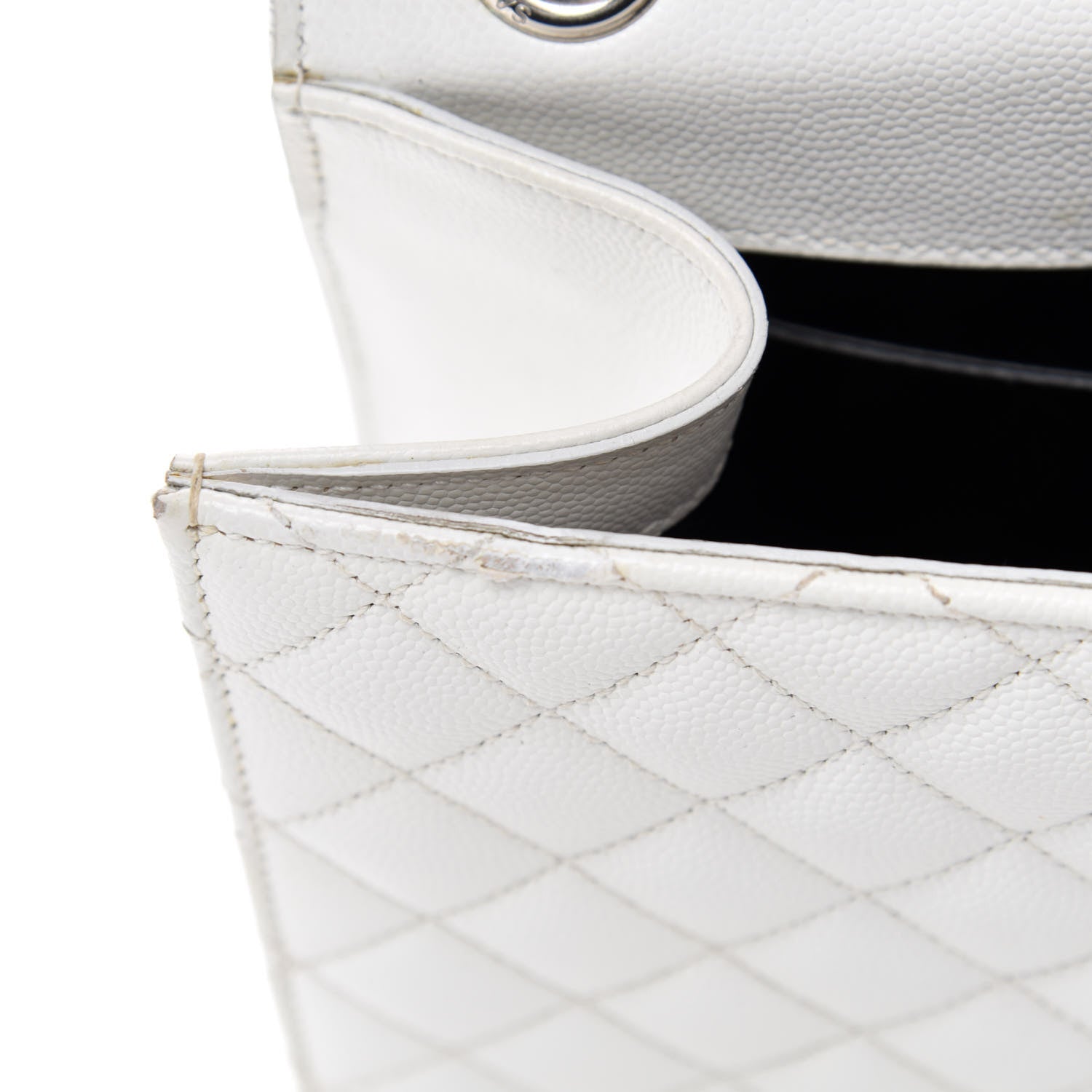Saint Laurent Grain De Poudre Textured Mixed Matelasse Medium Triquilt Monogram Satchel Blanc Vintage 12 of 15