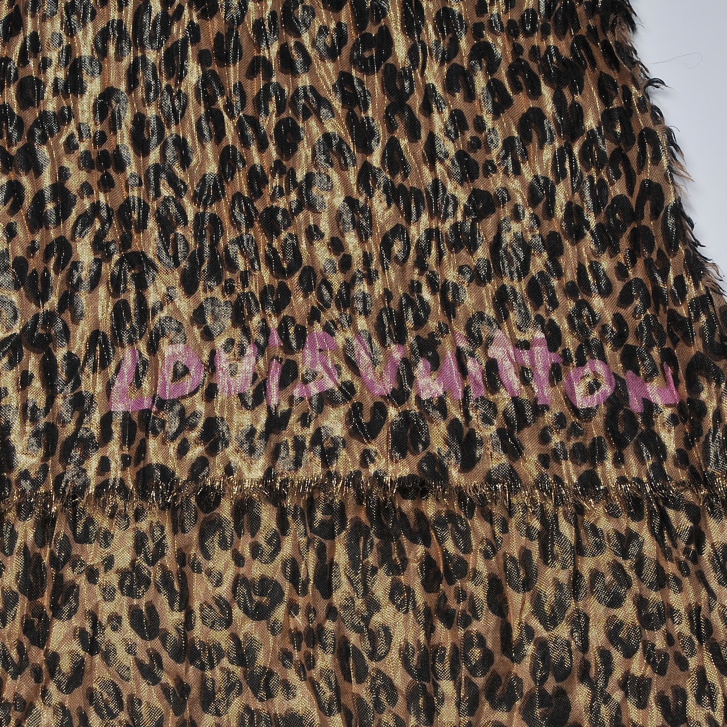Louis Vuitton Cashmere Silk Leopard Etole Stole Disco Marron 3 of 4