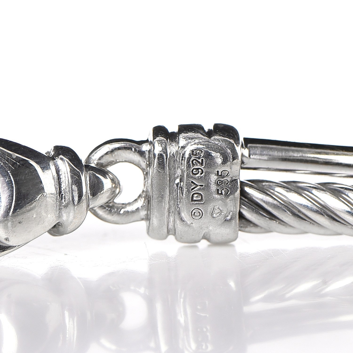 David Yurman Sterling Silver 14K White Gold Diamond 3mm Crossover Bracelet 4 of 4