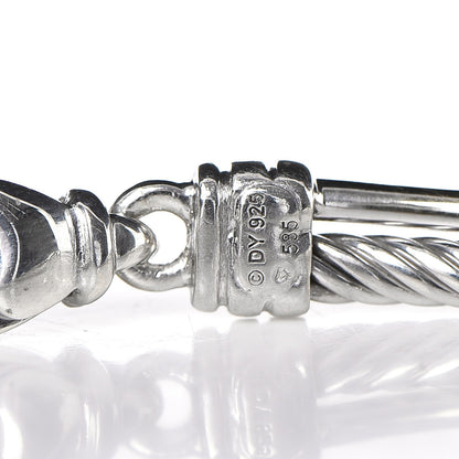 David Yurman Sterling Silver 14K White Gold Diamond 3mm Crossover Bracelet 4 of 4