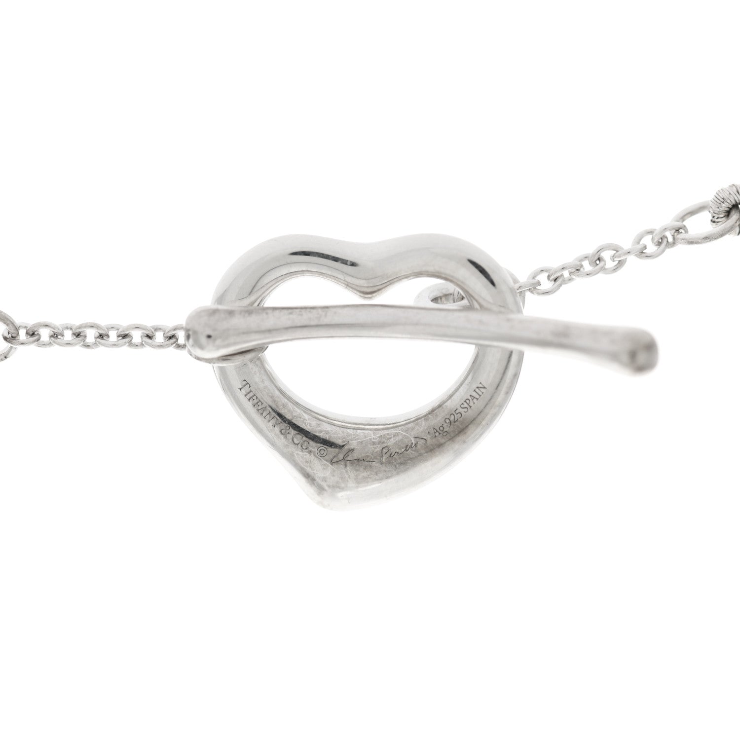 Tiffany Sterling Silver Pearl Elsa Peretti Open Heart Necklace 4 of 4