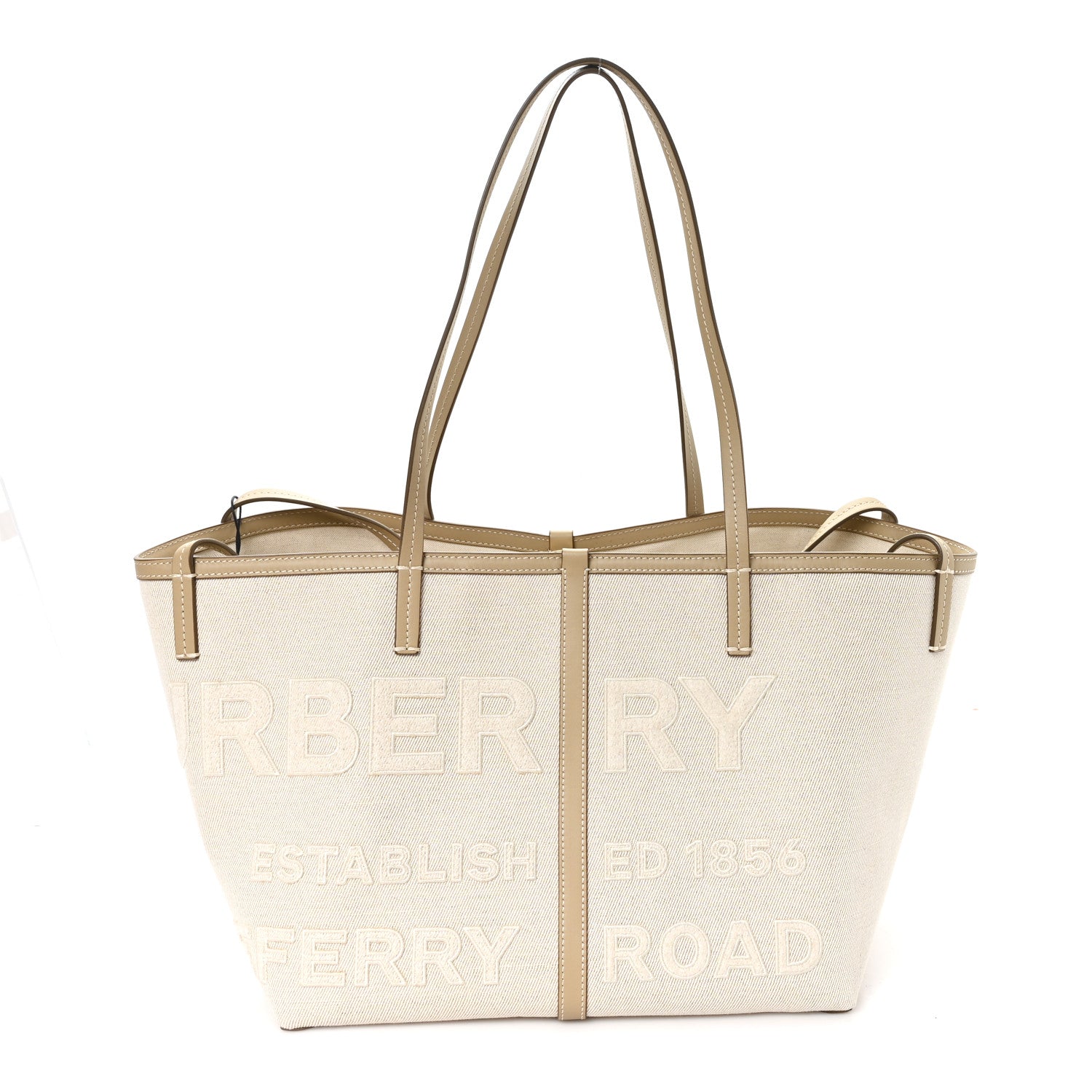 Burberry Cotton Canvas Mini Logo Horseferry Tote Bag Off White 1 of 11
