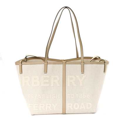 Burberry Cotton Canvas Mini Logo Horseferry Tote Bag Off White 1 of 11