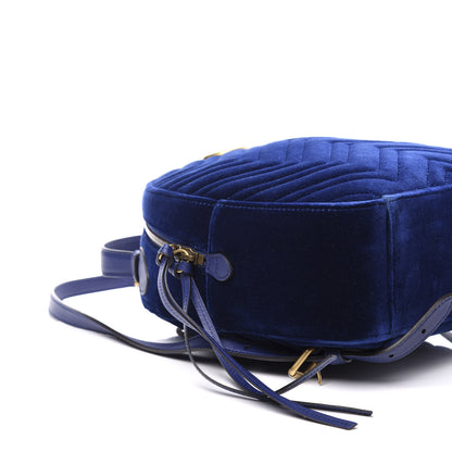 Gucci Velvet Matelasse GG Marmont Dome Backpack Cobalt Blue 5 of 10