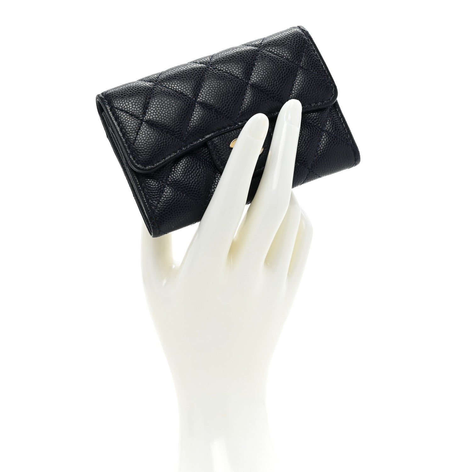 Chanel Caviar Quilted Flap Card Holder Wallet Navy 2 of 10