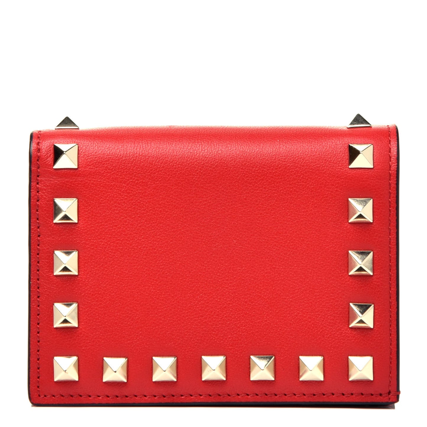 Calfskin Rockstud French Flap Wallet Rouge Pur