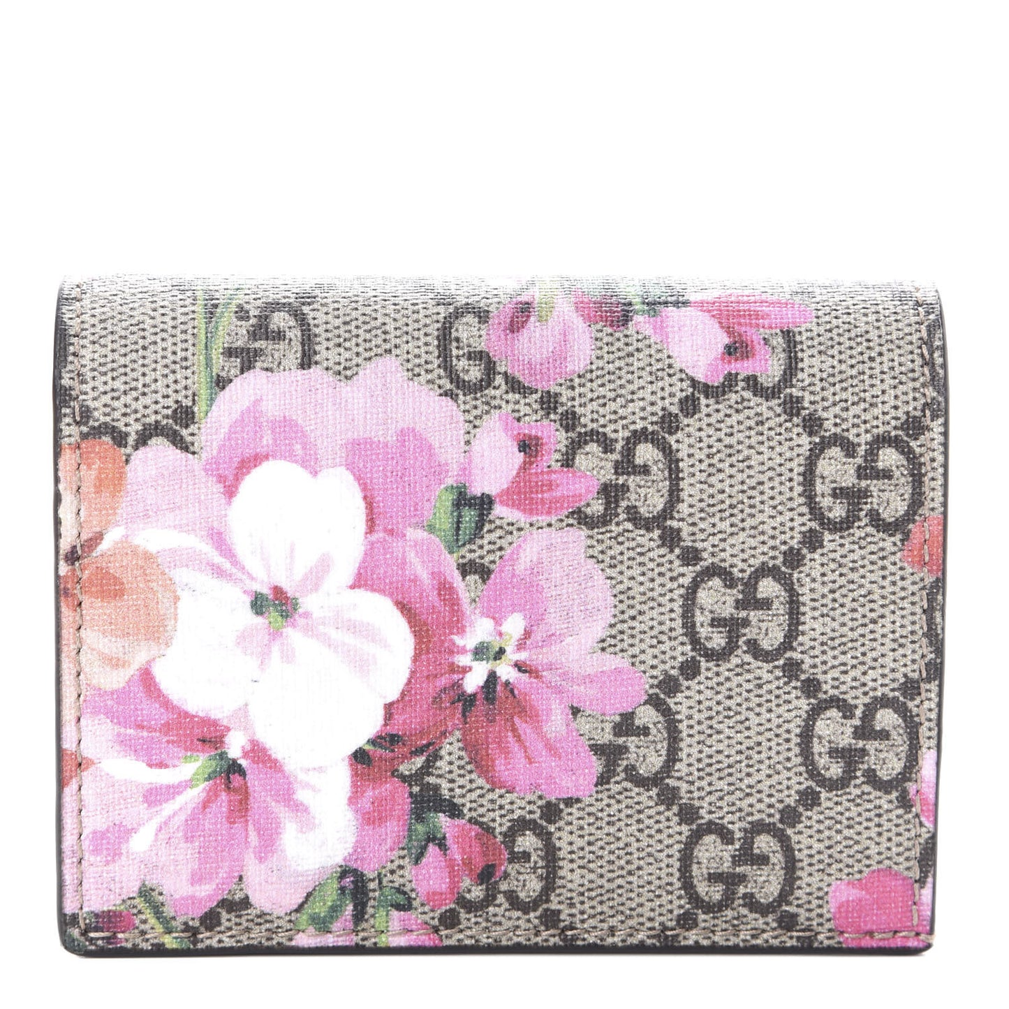GG Supreme Monogram Blooms Card Case Wallet Beige Multicolor Dry Rose
