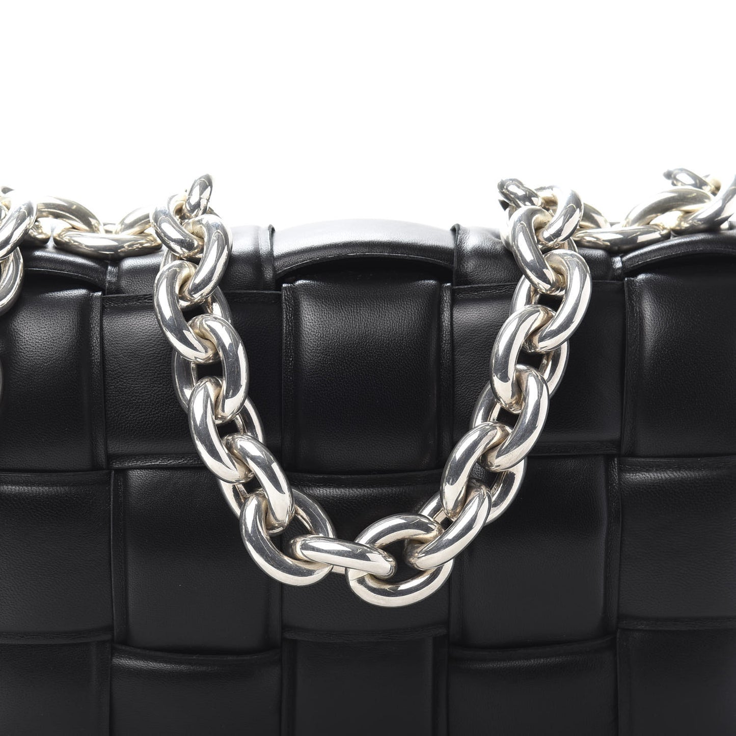 Lambskin Maxi Intreccio Padded Chain Cassette Crossbody Bag Black