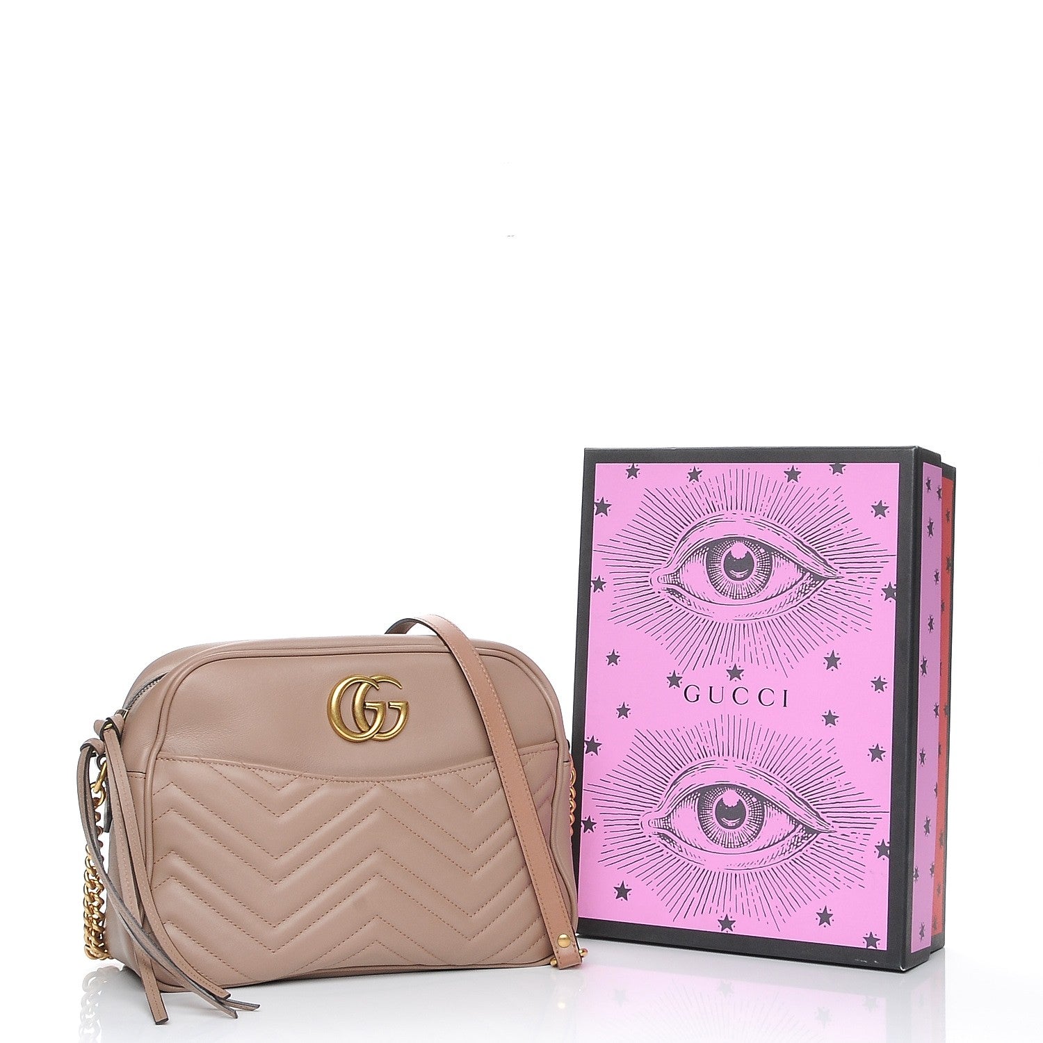Gucci Calfskin Matelasse Medium GG Marmont Chain Shoulder Bag Porcelain Rose 11 of 11
