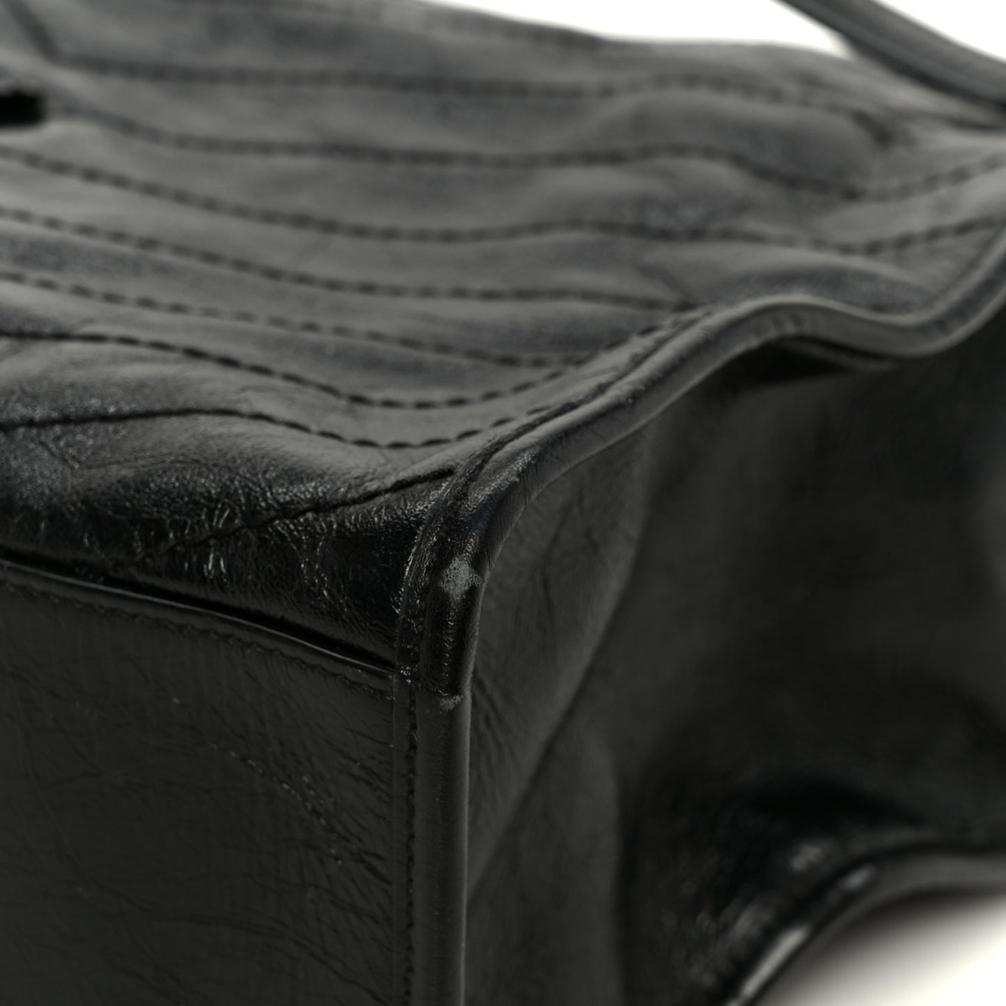 Crinkled Calfskin Matelasse Monogram Large Niki Shopper Tote Black