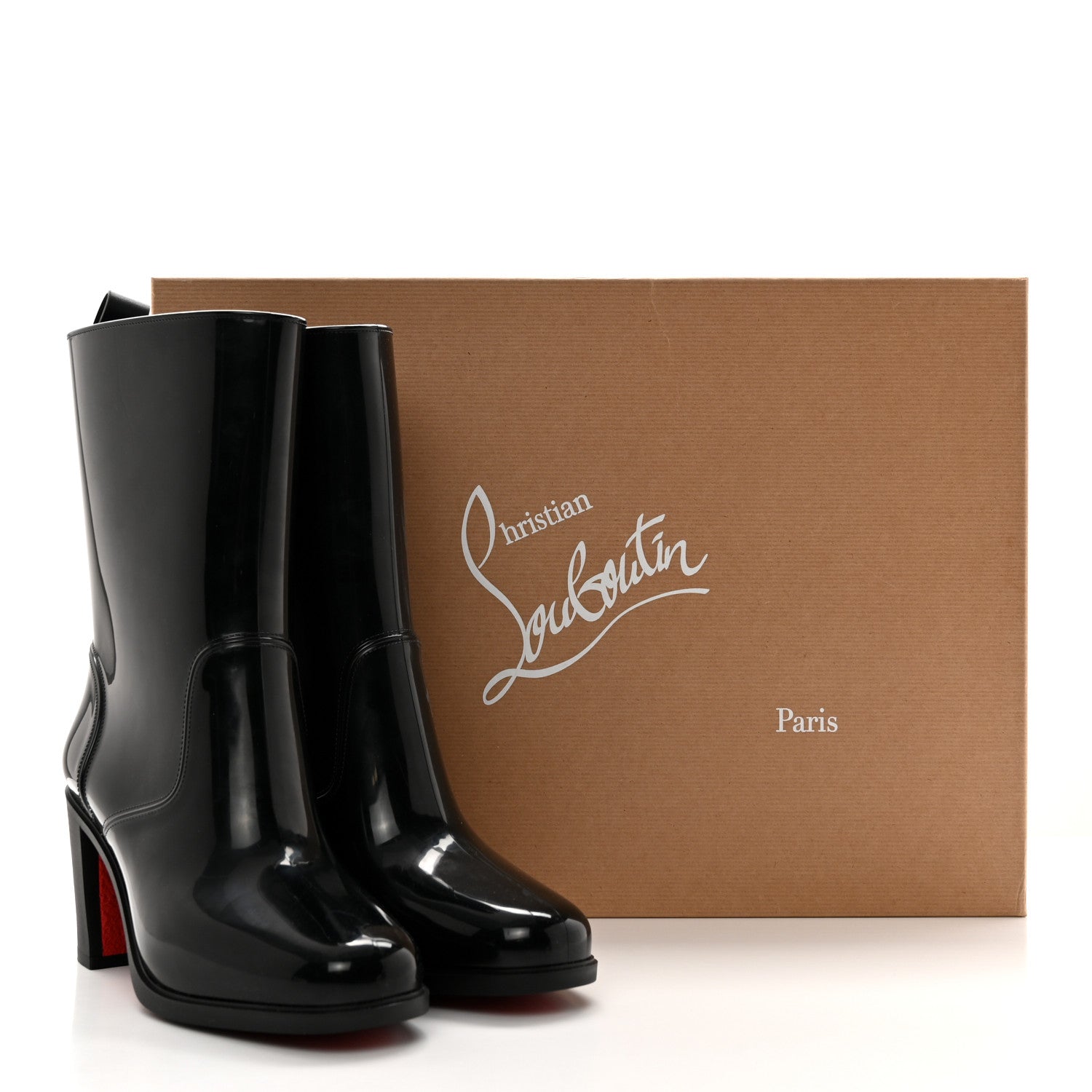 Christian Louboutin Recycled PVC Calfskin Loubirain 70 Boots 39 Black 9 of 9