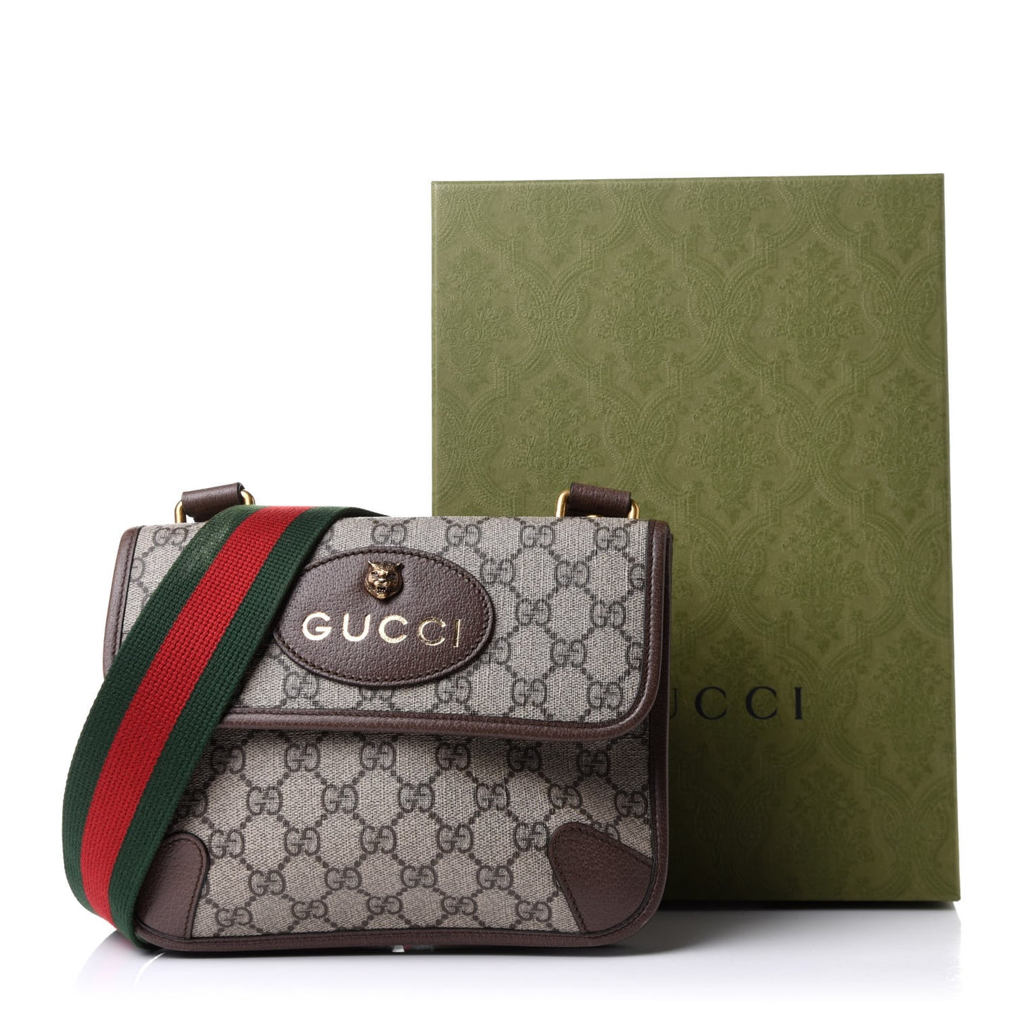 GG Supreme Monogram Web Small Neo Vintage Double Flap Messenger Bag Beige New Acero