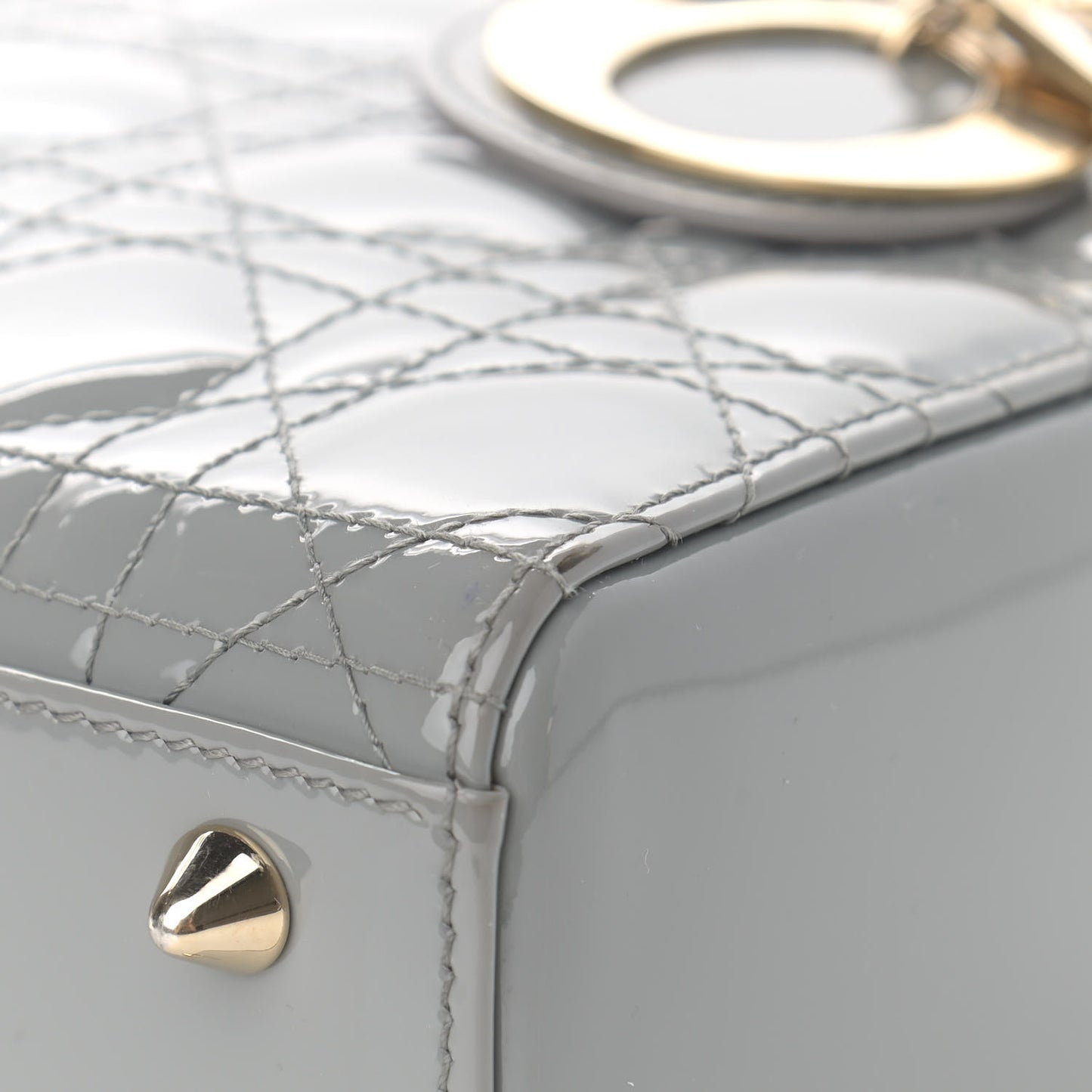 Patent Cannage Small Lady Dior Grey
