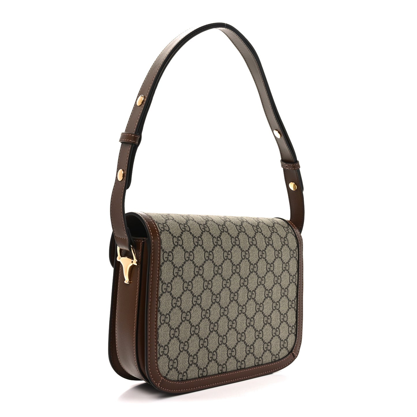 GG Supreme Monogram Horsebit 1955 Shoulder Bag Beige Brown Sugar