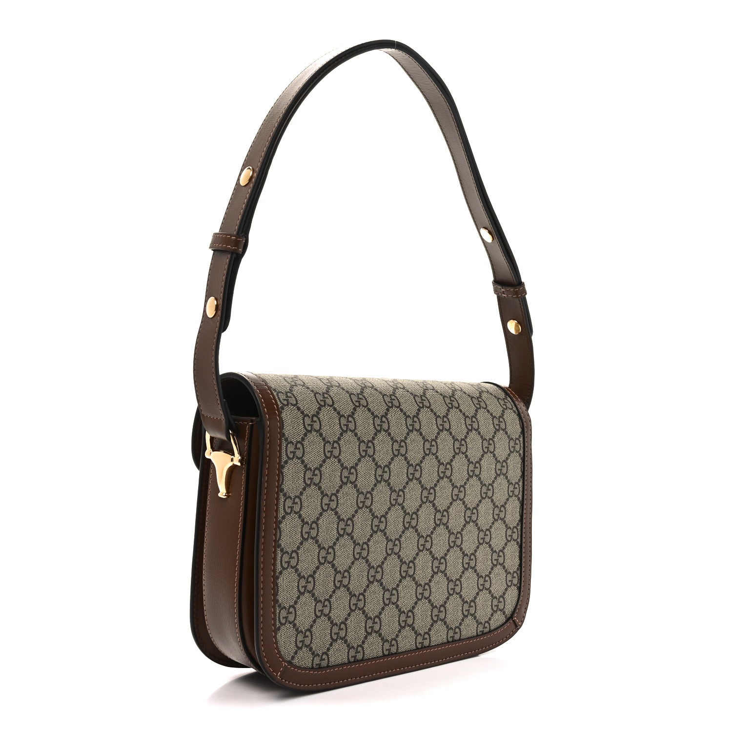 Gucci GG Supreme Monogram Horsebit 1955 Shoulder Bag Beige Brown Sugar 3 of 11